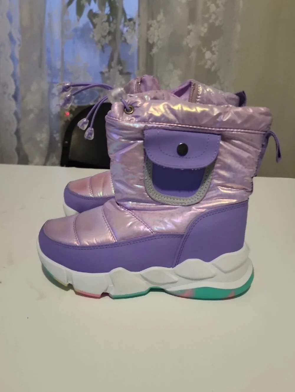 Kids Iridescent Purple Snow Boots